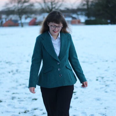 Barberry Jacket made in a green wool